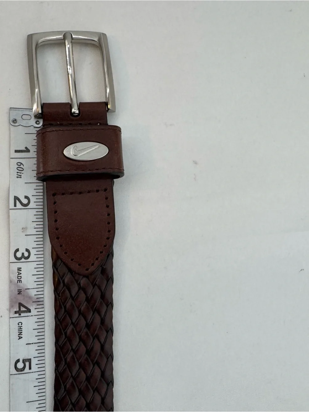 Nike Braided Belt Mens 42 Brown  Woven Braided Leather 11079-02